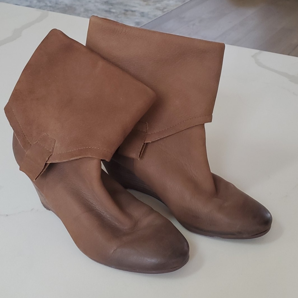 Ash buttery soft leather wedge booties